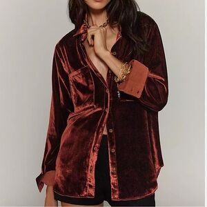 Anthropologie Maeve Karina Velvet Shirt – Plum Purple – Size 6